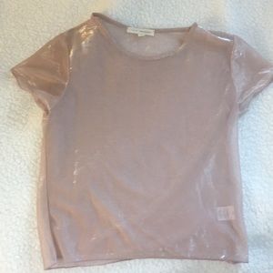 Shimmery pink mesh top never been worn NWOT